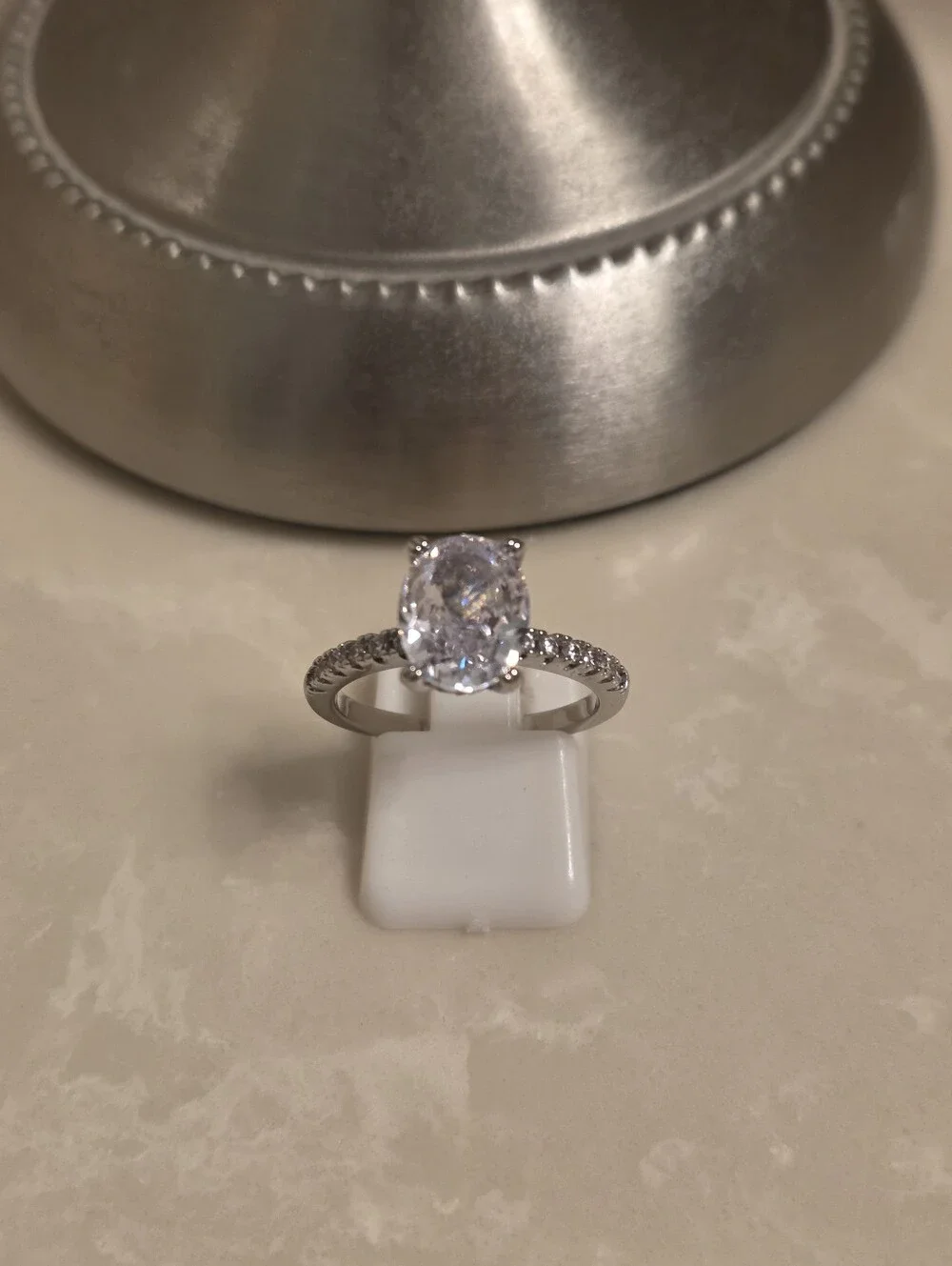 Silver and CZ Oval Cut Ring Size 8